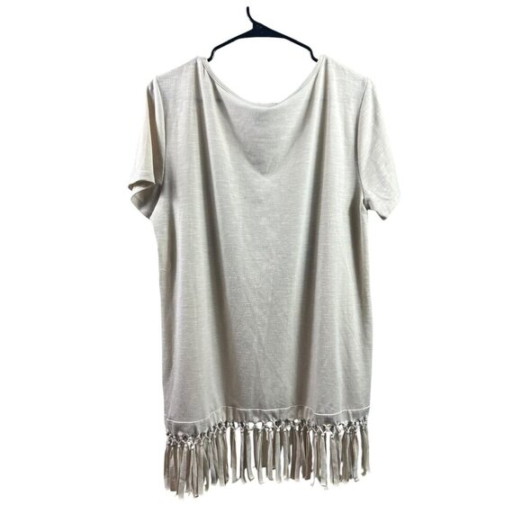 Style & Co Women's Tan Fringed Bottom Top - Picture 2 of 5